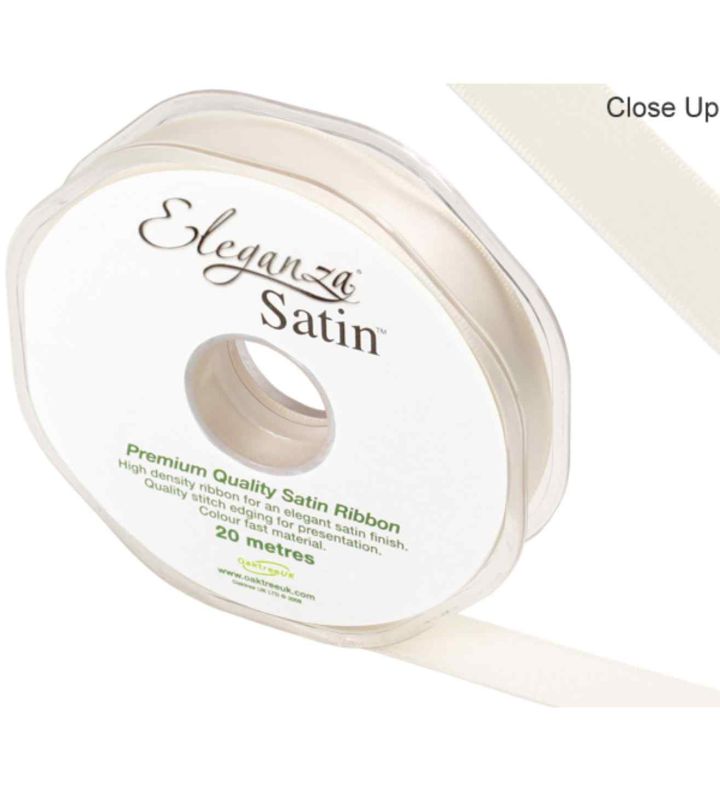 Eleganza Satin Double Faced Ivory - 15mm x 20m