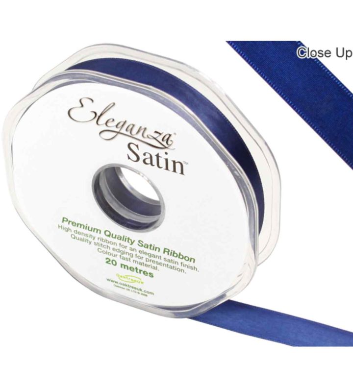 Eleganza Satin Double Faced Navy Blue No.19 - 15mm x 20m