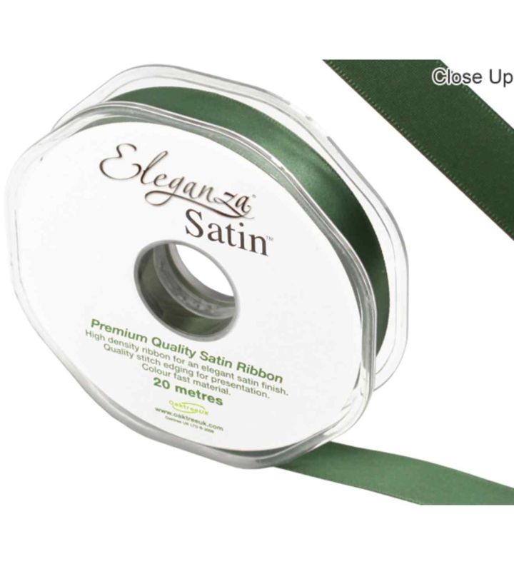 Eleganza Satin Double Faced Sage Green - 15mm x 20m