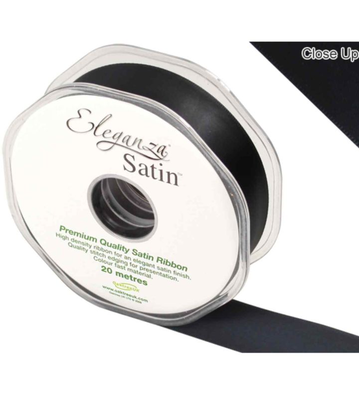 Eleganza Satin Double Faced Black - 25mm x 20m
