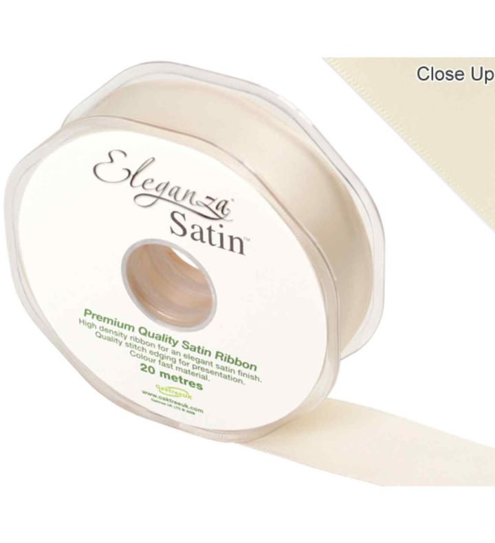 Eleganza Satin Double Faced Cream - 25mm x 20m