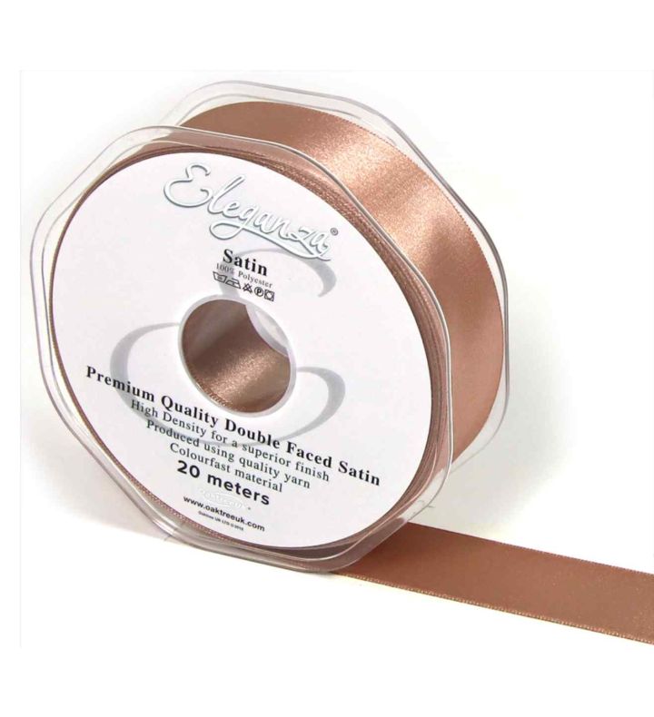 Eleganza Satin Double Faced Deep Rose Gold - 25mm x 20m