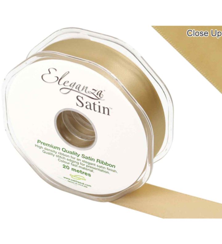 Eleganza Satin Double Faced Gold - 25mm x 20m