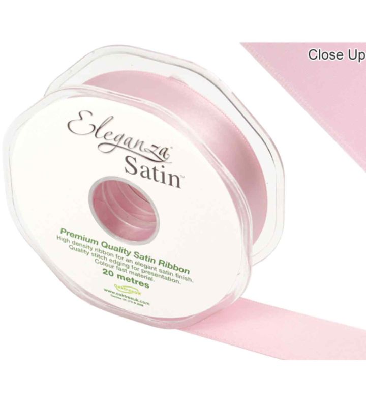 Eleganza Satin Double Faced Light Pink - 25mm x 20m