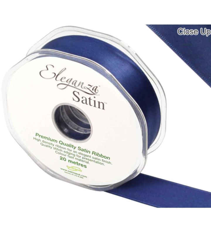 Eleganza Satin Double Faced Navy Blue No.19 - 25mm x 20m