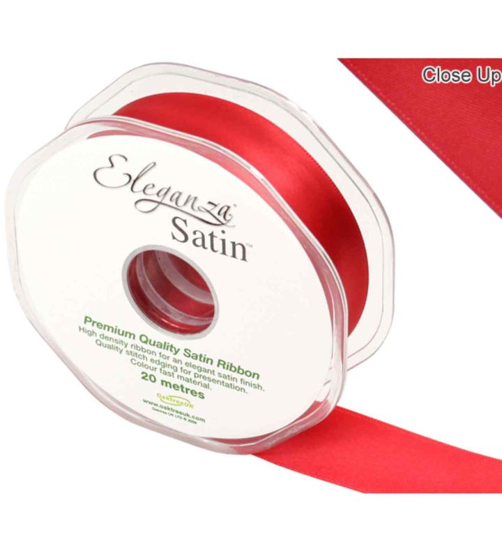 Eleganza Satin Double Faced Red - 25mm x 20m