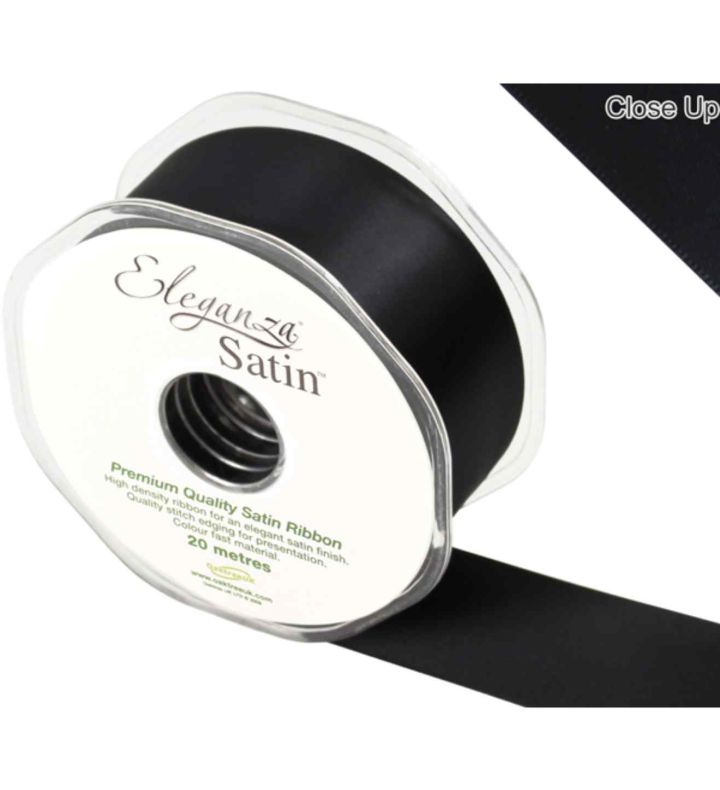 Eleganza Satin Double Faced Black - 38mm x 20m