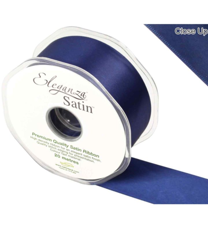 Eleganza Satin Double Faced Navy Blue No.19 - 38mm x 20m