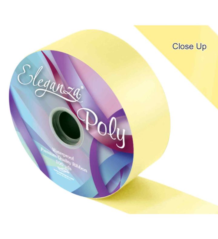 Eleganza Poly Ribbon Pale Yellow - 50mm x 91m