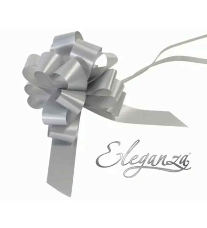 Eleganza Poly Pull Bows Silver - 30mm x 30pcs