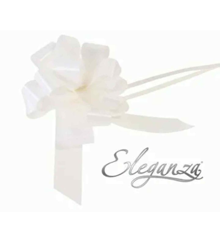 Eleganza Poly Pull Bows White - 30mm x 30pcs