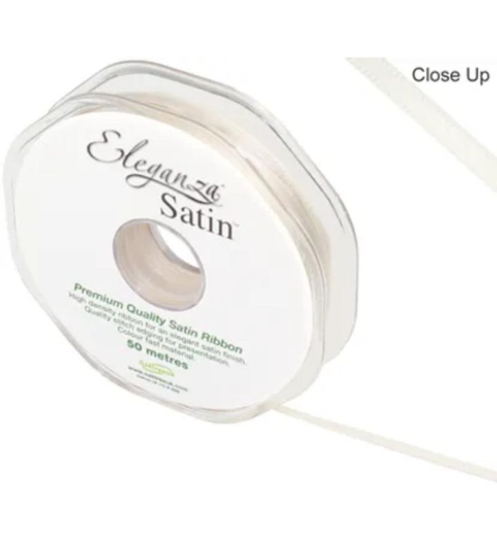 Eleganza Satin Double Faced Ivory - 3mm x 20m