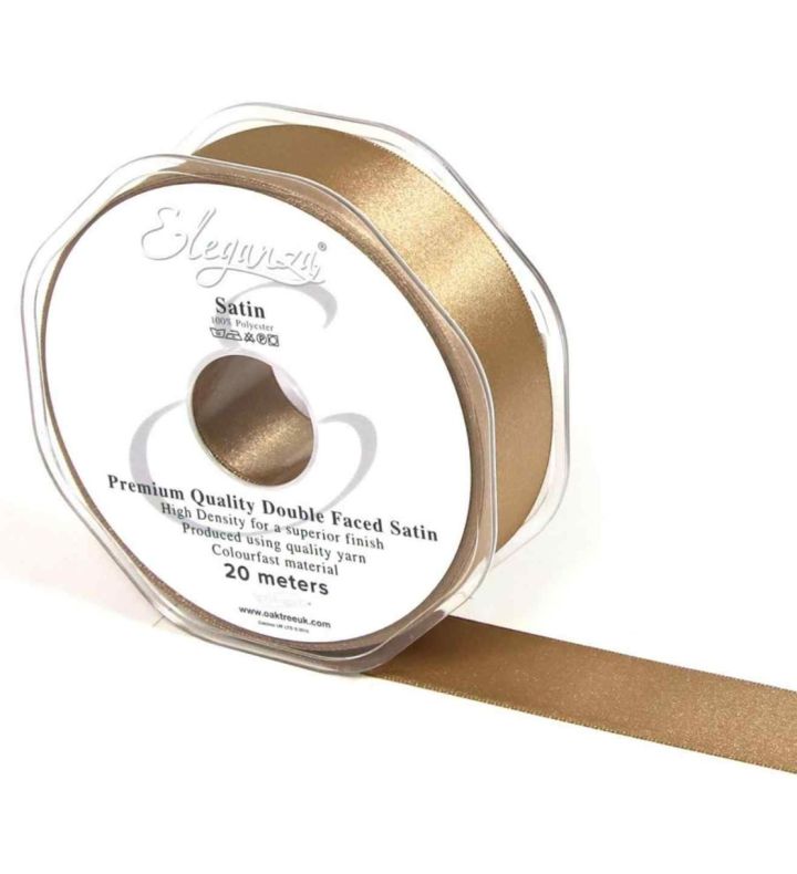 Eleganza Satin Double Faced Mocha - 25mm x 20m