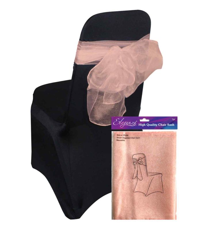 Eleganza Sheer Organza Chair Sash Rose Gold - 3m x 27cm