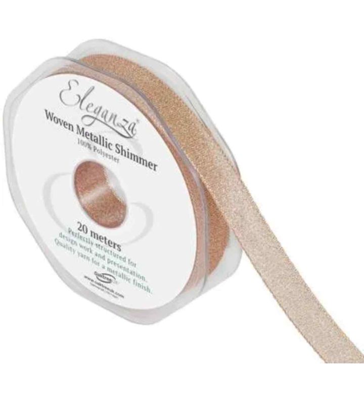 Woven Metallic Shimmer 15mm x 20m Rose Gold
