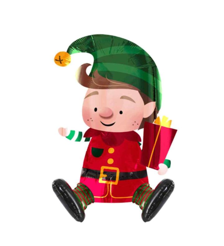 Elf Sitting Foil Balloon 18" x 19"