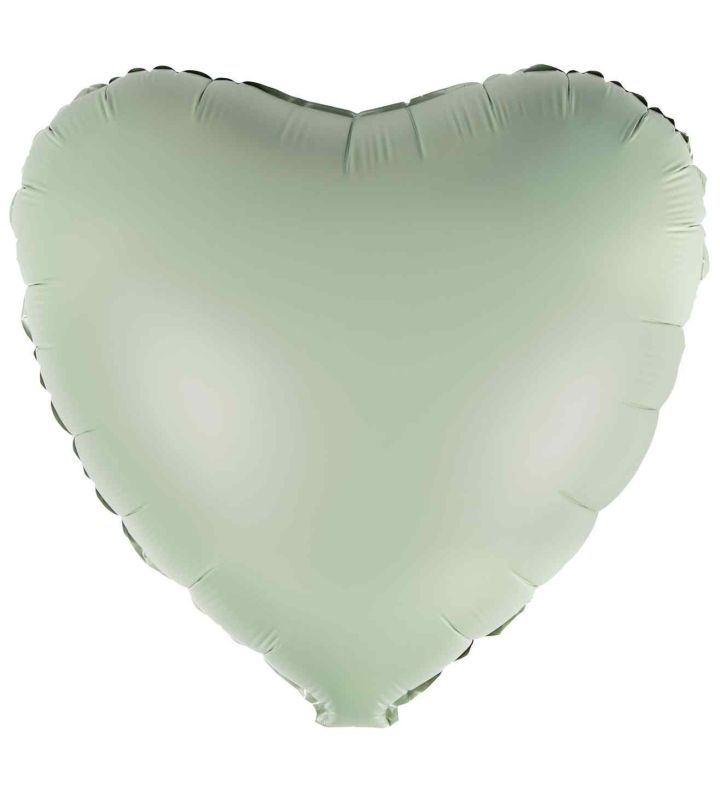 17" Eucalyptus Heart Silk Lustre Foil Balloon Anagram - Unpackaged