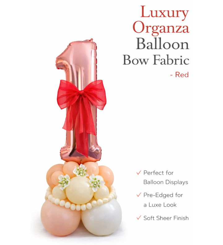 Organza Balloon Bow Fabric Red