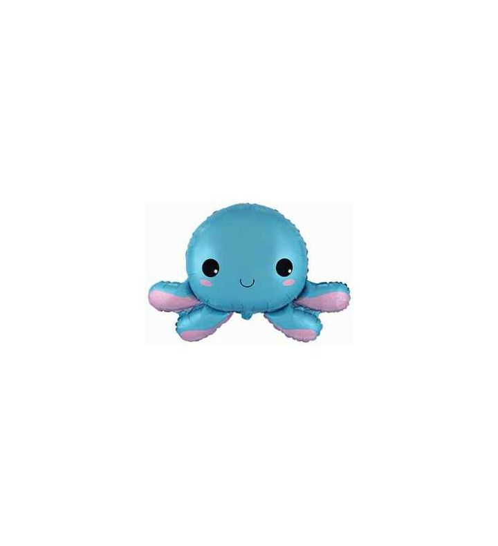 Mini Happy Octopus Blue Flexmetal Foil Balloon