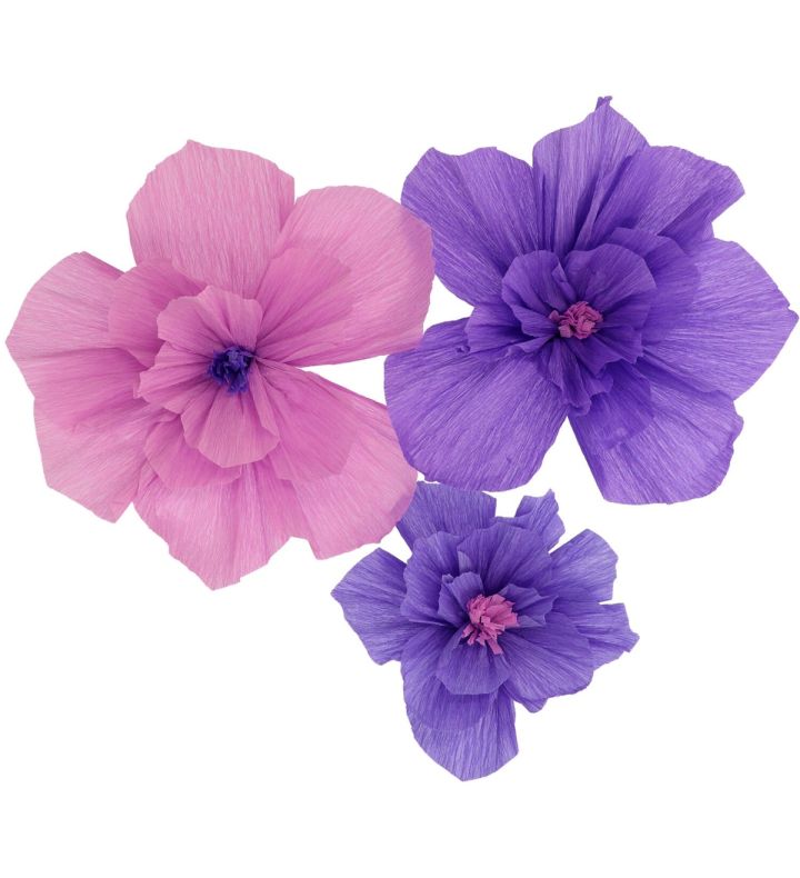Flower Set Posh Purple Crepe Paper 3 pieces