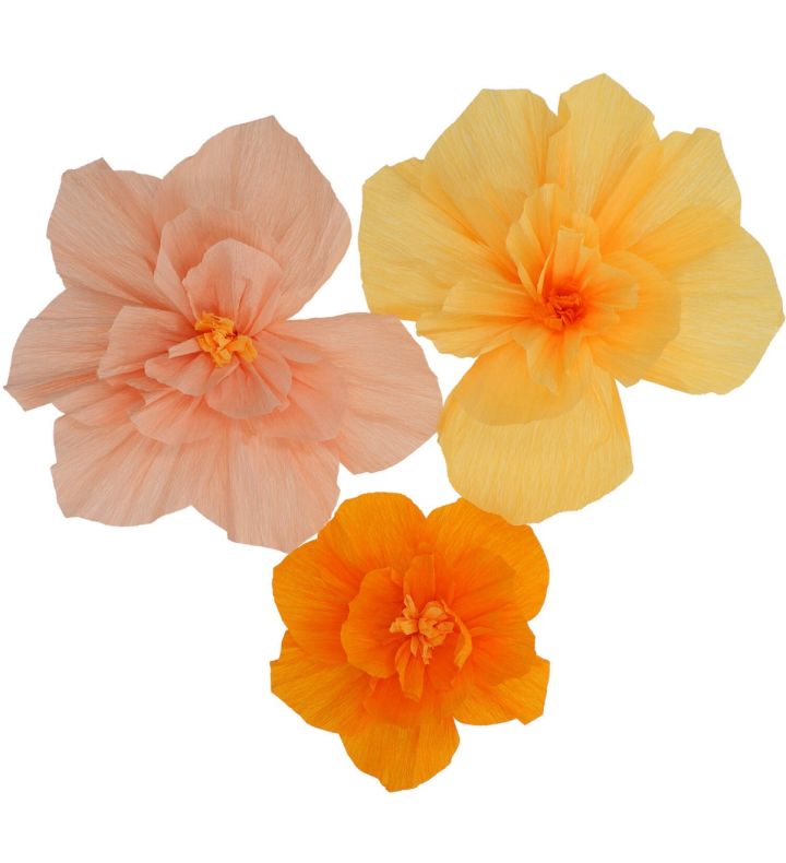 Flower Set Pretty Peachy Crepe Paper 3 pieces