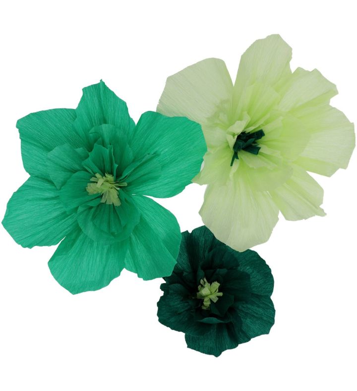 Flower Set Serene Green Crepe Paper 3 pieces