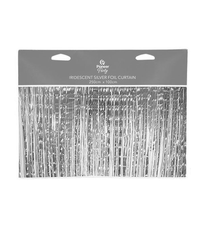 Foil Door Curtain Iridescent Silver 250cm x 100cm