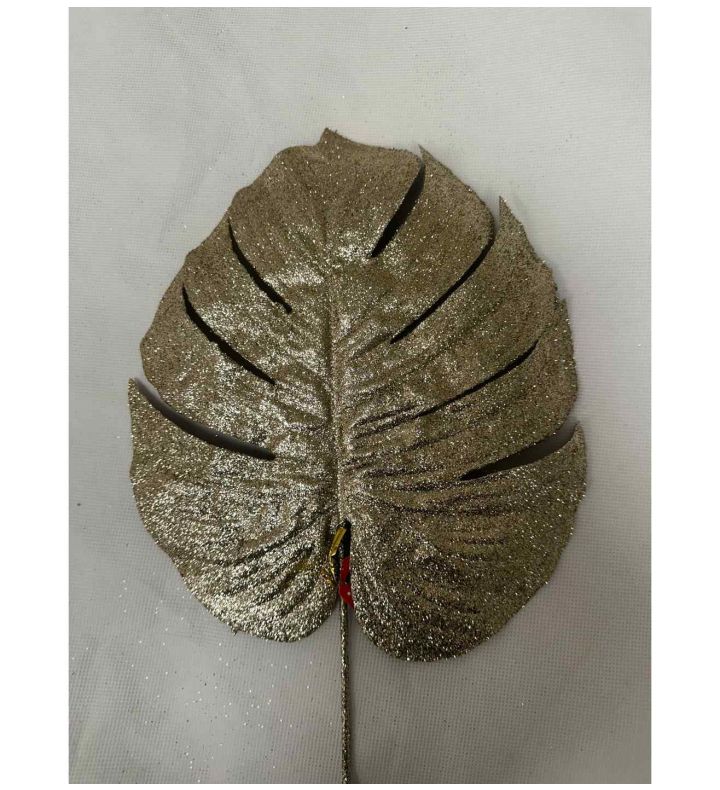 Glitter Monstera Leaf Med Champagne 26cm X  23cm
