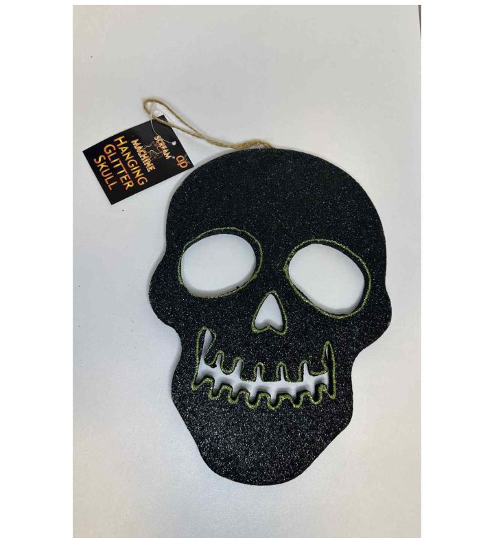 Glitter Skull Decoration Green