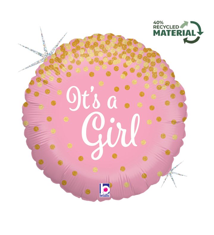 18" It's A Girl Pink and Gold Foil Balloon