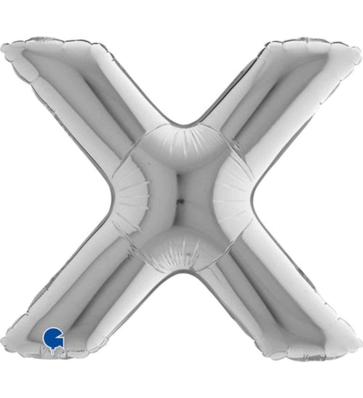 14" Silver Letter X Grabo Foil Balloon