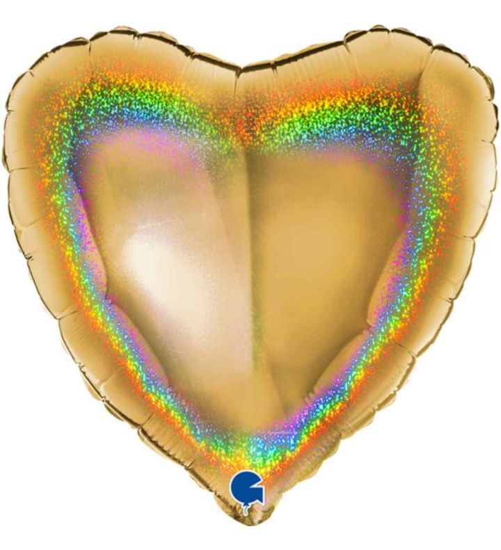 18" Grabo Glitter Holographic Gold Heart