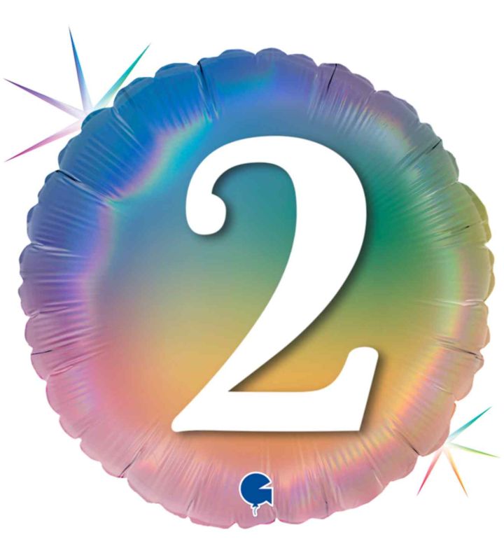 18" Grabo Rainbow Holographic 2 Colourful Rainbow Foil Balloon