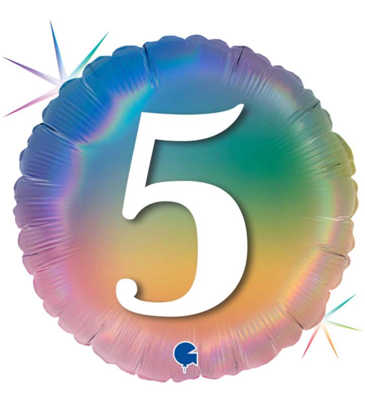 18" Grabo Rainbow Holographic 5 Colourful Rainbow Foil Balloon