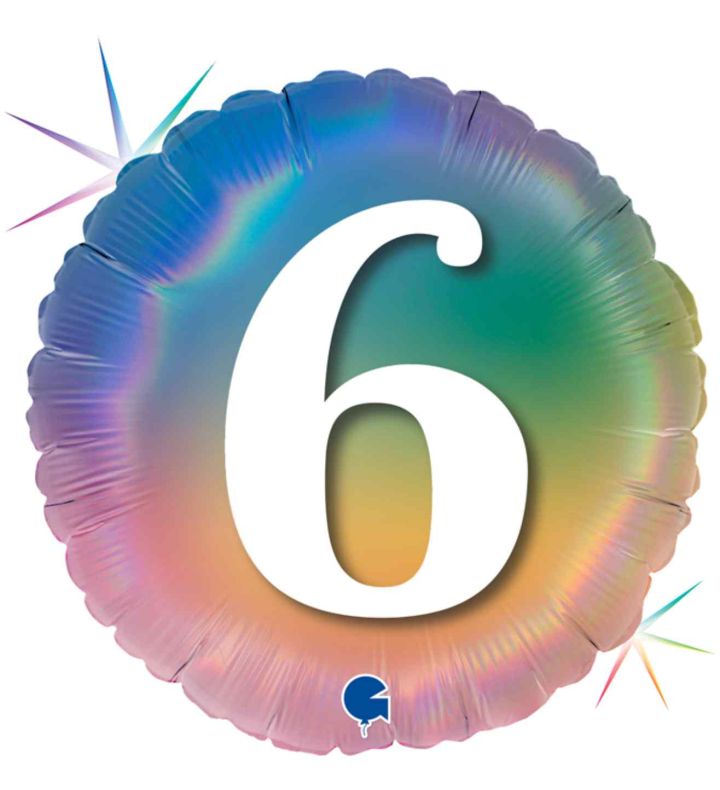 18" Grabo Rainbow Holographic 6 Colourful Rainbow Foil Balloon