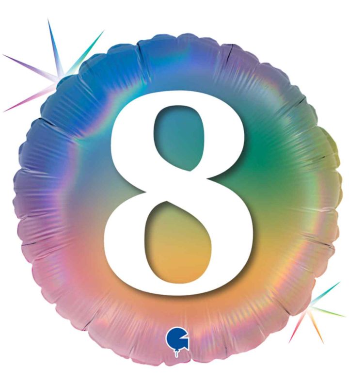 18" Grabo Rainbow Holographic 8 Colourful Rainbow Foil Balloon