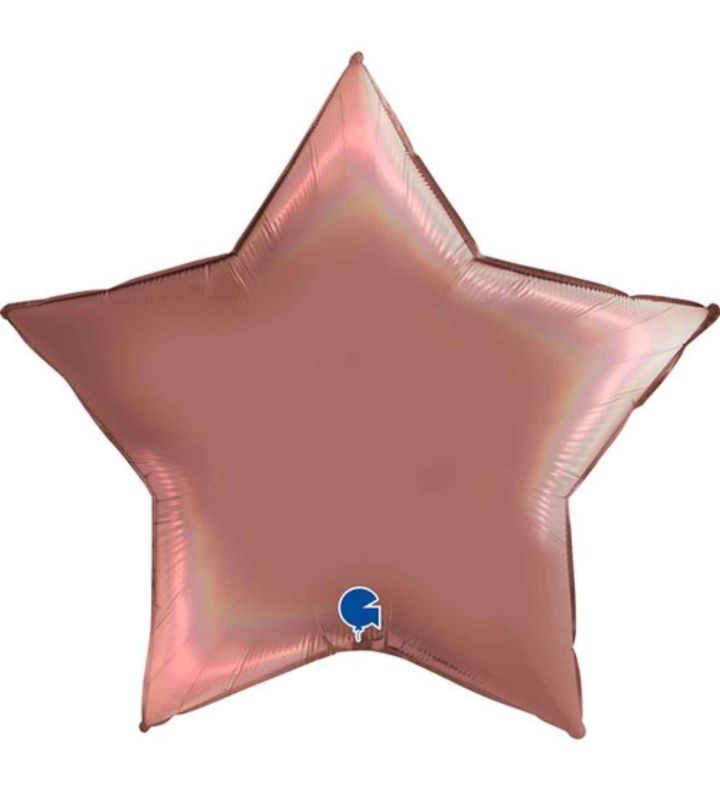 36" Star Rainbow Holographic Platinum Rose