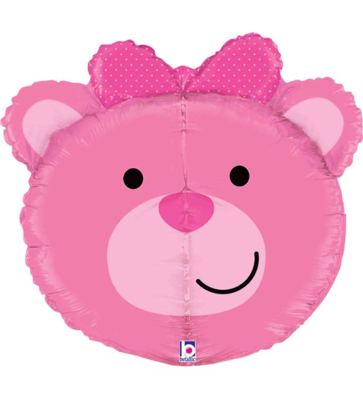 27" Betallic Dimensionals Baby Girl Bear Foil Balloon