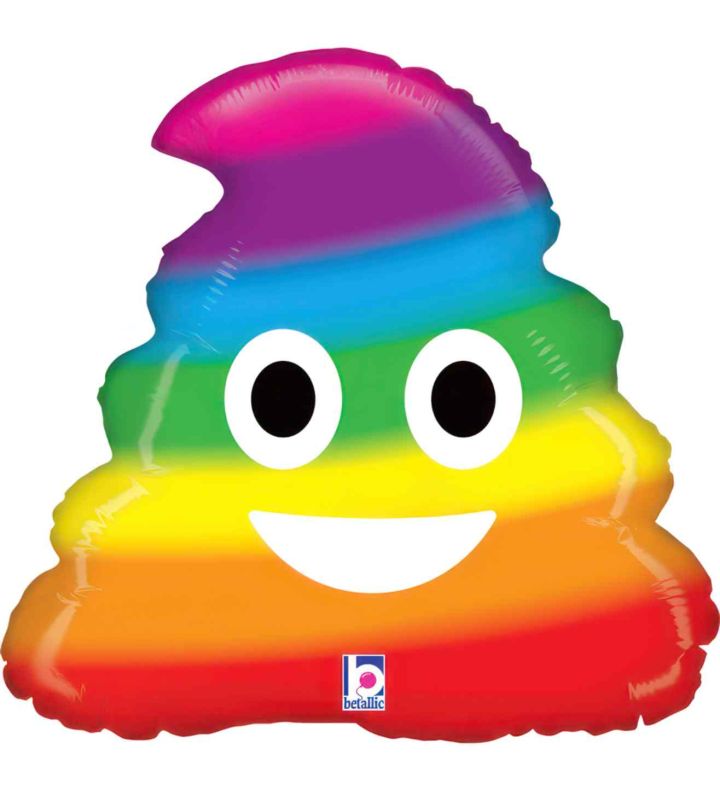 20" Betallic Emoji Rainbow Poo Shape Foil Balloon