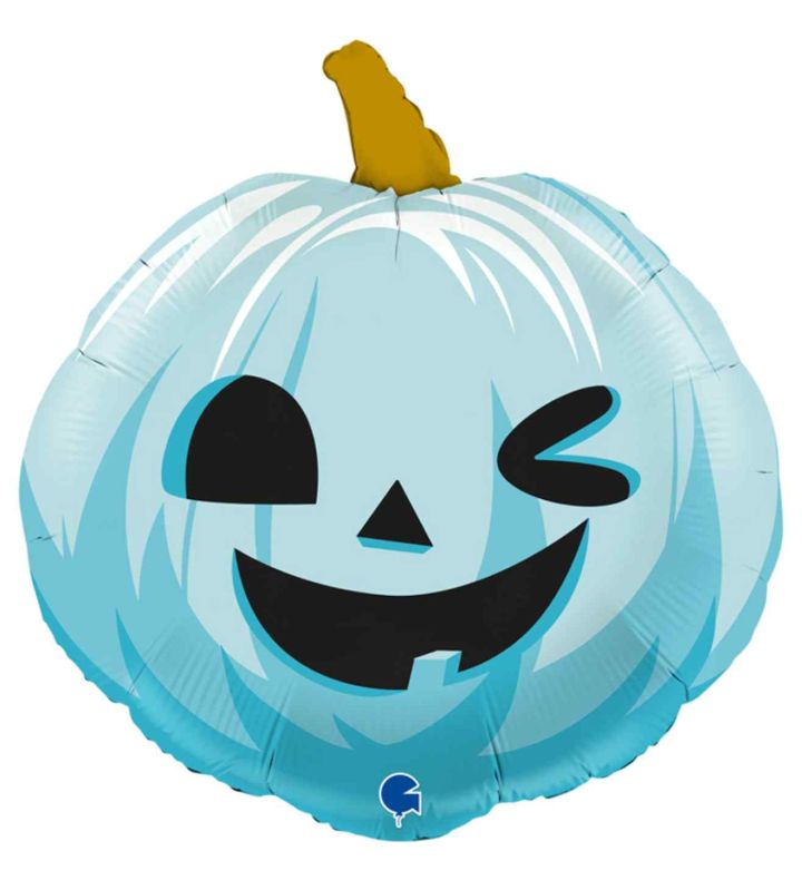 22" Funny Pumpkin Halloween Blue Foil Balloon