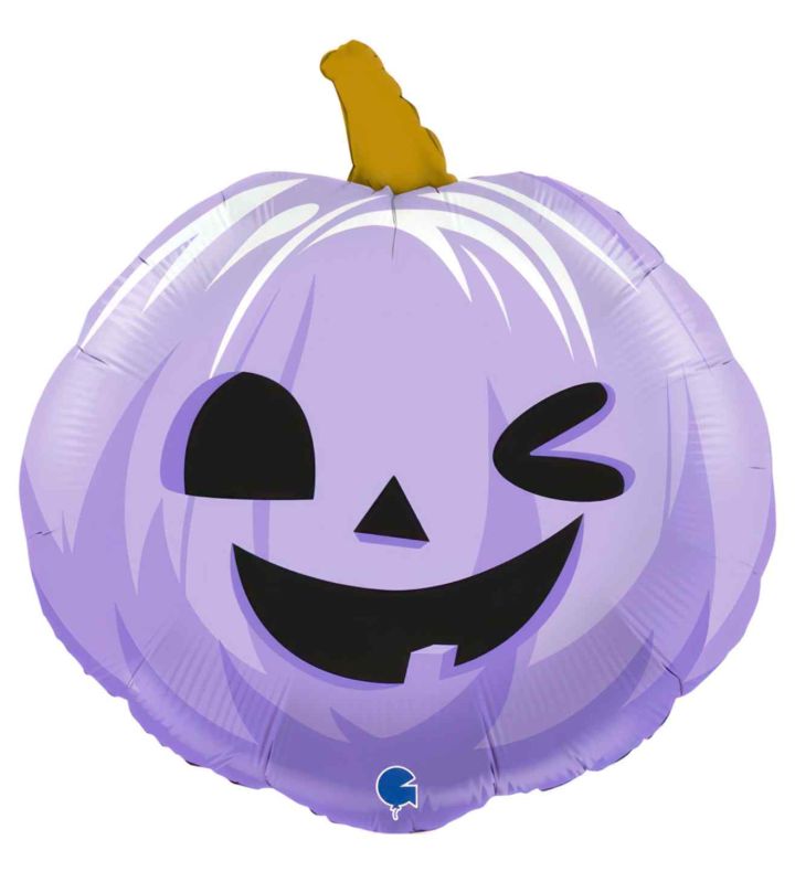 22" Funny Pumpkin Halloween Lilac Foil Balloon