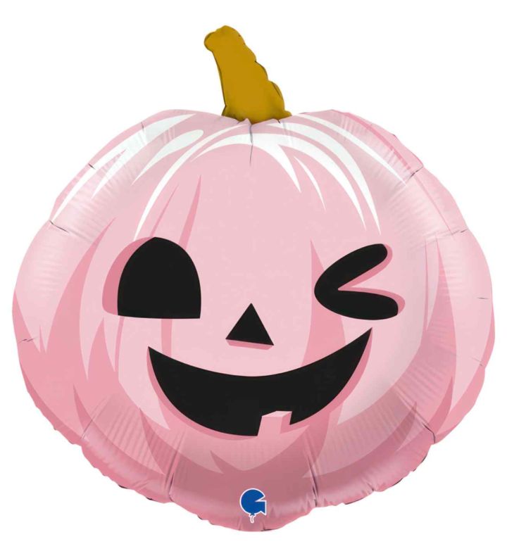 22" Funny Pumpkin Halloween Pink Foil Balloon