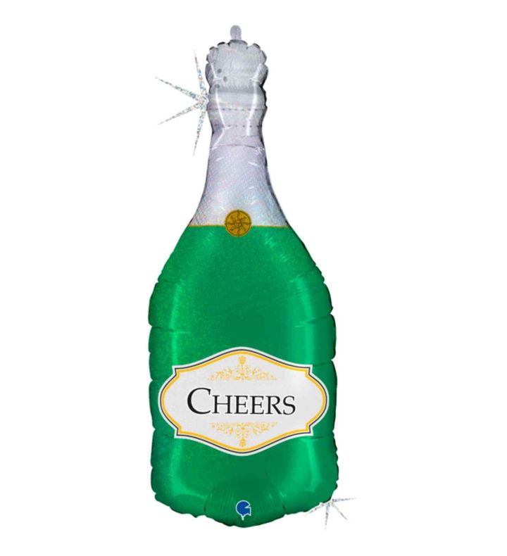 36" Grabo Glitter Holographic Cheers Bottle Supershape