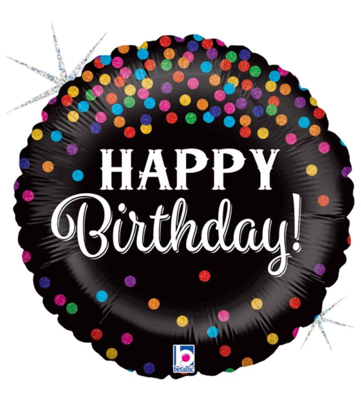 18" Betallic Glittering Birthday Confetti Foil Balloon