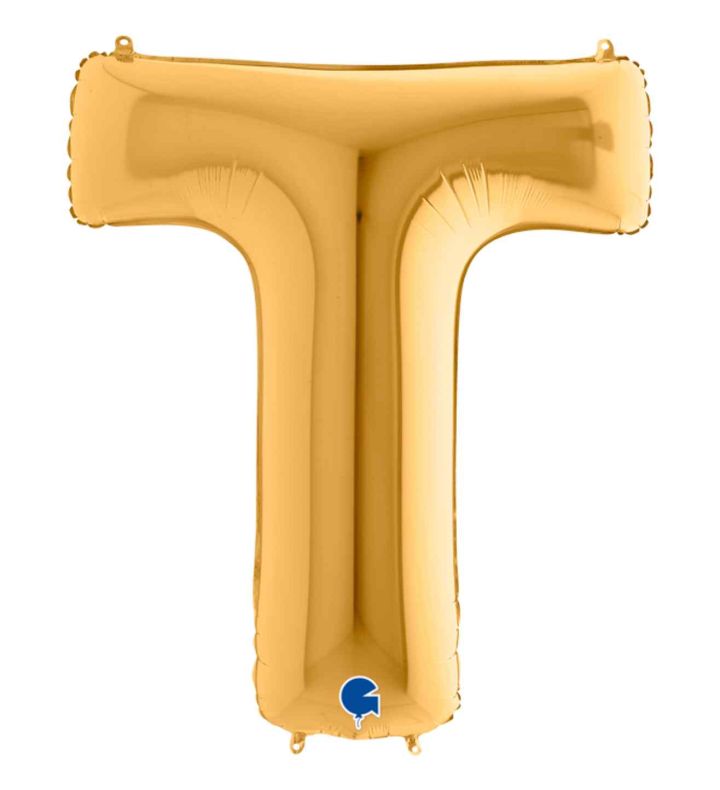 40" Grabo Gold Letter T Foil Balloon