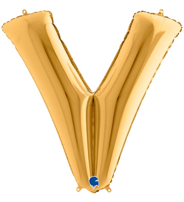 40" Grabo Gold Letter V Foil Balloon