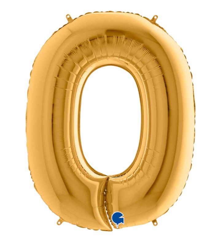 40" Grabo Gold Number 0 Foil Balloon