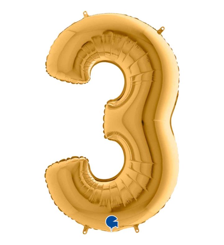 40" Grabo Gold Number 3 Foil Balloon