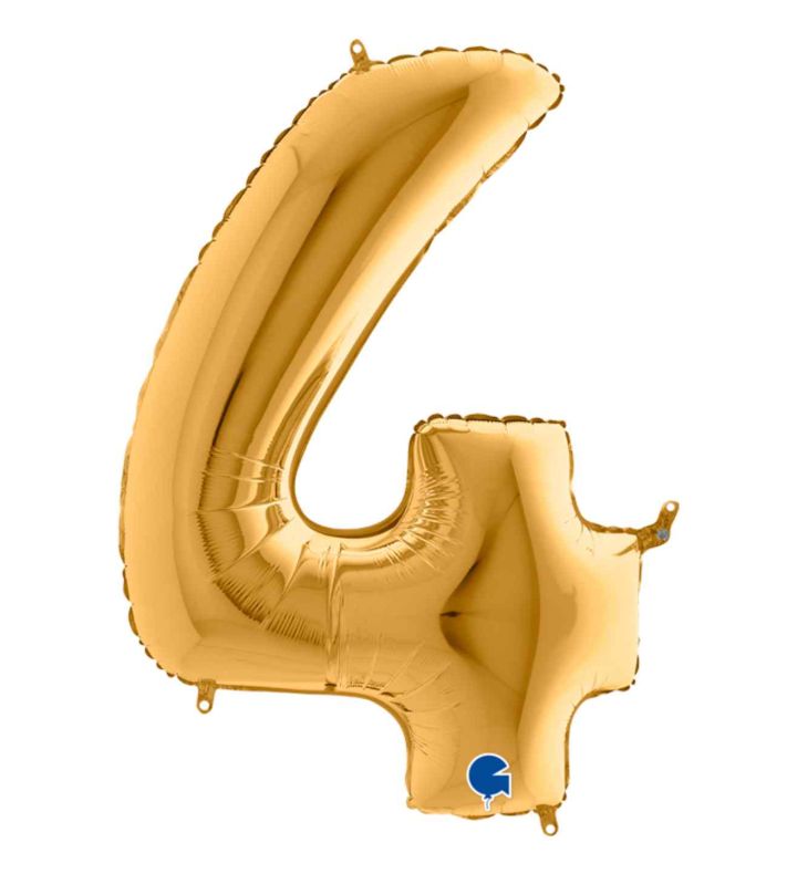 40" Grabo Gold Number 4 Foil Balloon