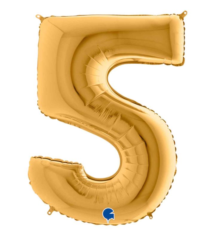 40" Grabo Gold Number 5 Foil Balloon